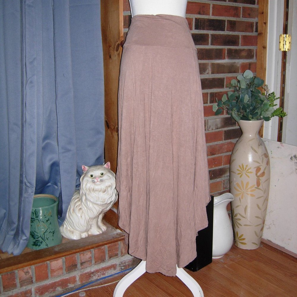 Umgee Tan Asymmetrical Maxi Skirt L